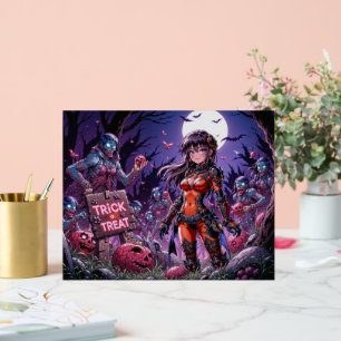 Trick oder Treat Halloween Zombies geben das Gehir Acrylschild