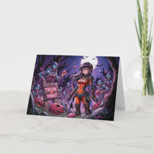 Trick oder Treat Halloween Zombies geben das Gehir Dankeskarte