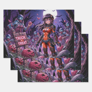 Trick oder Treat Halloween Zombies geben das Gehir Geschenkpapier Set