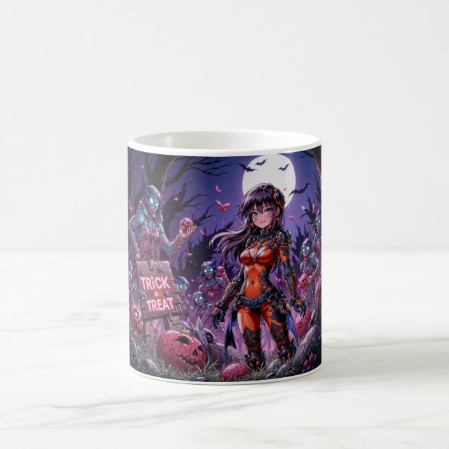 Trick oder Treat Halloween Zombies geben das Gehir Kaffeetasse (Mittel)