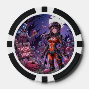 Trick oder Treat Halloween Zombies geben das Gehir Pokerchips