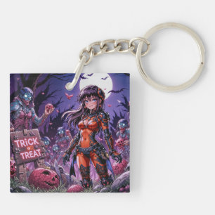 Trick oder Treat Halloween Zombies geben das Gehir Schlüsselanhänger
