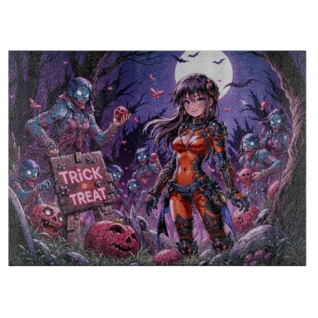 Trick oder Treat Halloween Zombies geben das Gehir Schneidebrett (Vorderseite)