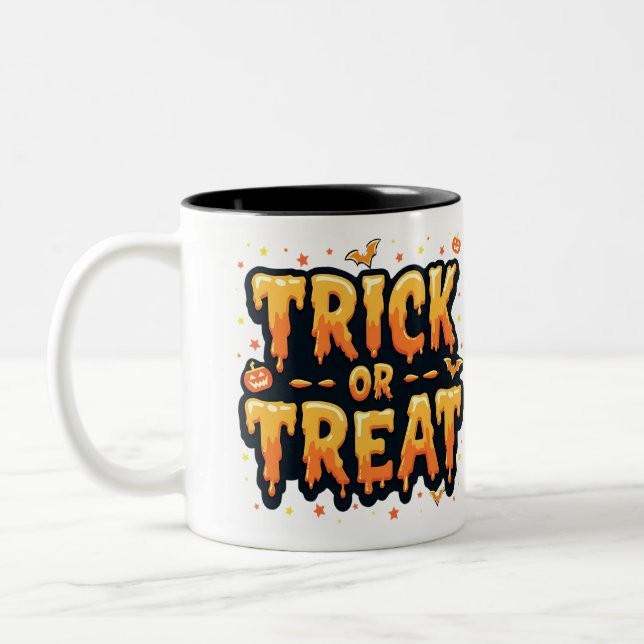 Trick oder Treat Halloween Zweifarbige Tasse (Links)