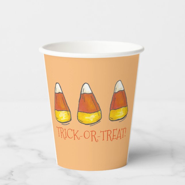 Trick oder Treat Happy Halloween Candy Corn Candie Pappbecher (Vorderseite)