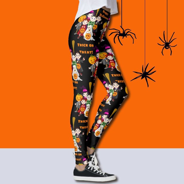 Trick oder Treat Happy Halloween Kids in Kostümen Leggings (Von Creator hochgeladen)