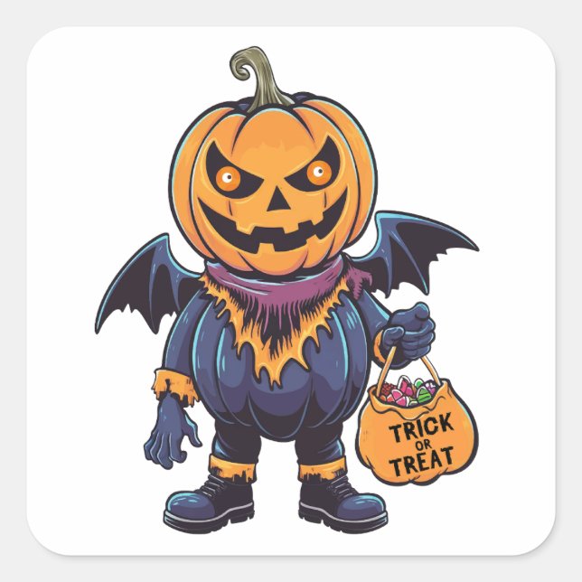 Trick oder Treat | Happy Halloween Quadratischer Aufkleber (Vorderseite)
