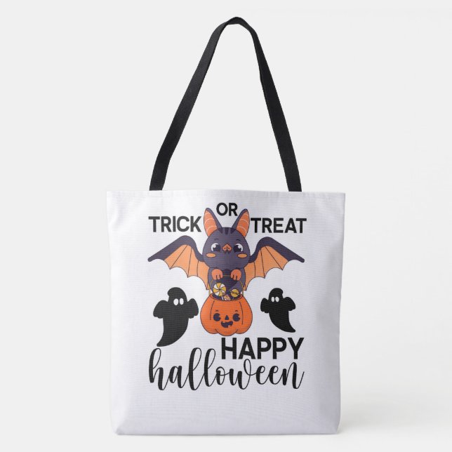 Trick oder Treat Happy Halloween Tasche (Vorderseite)