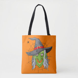 Trick oder Treat Hexe und Spinnen doppelseitig Tasche