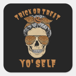 TRICK ODER TREAT IHNEN SELBST lustige Hallope zwis Quadratischer Aufkleber