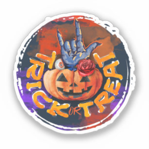 Trick oder Treat - Jack-o'-Lantern mit Rote Rose ( Aufkleber