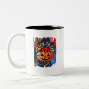 Trick oder Treat - Jack-o'-Lantern mit Rote Rose ( Zweifarbige Tasse