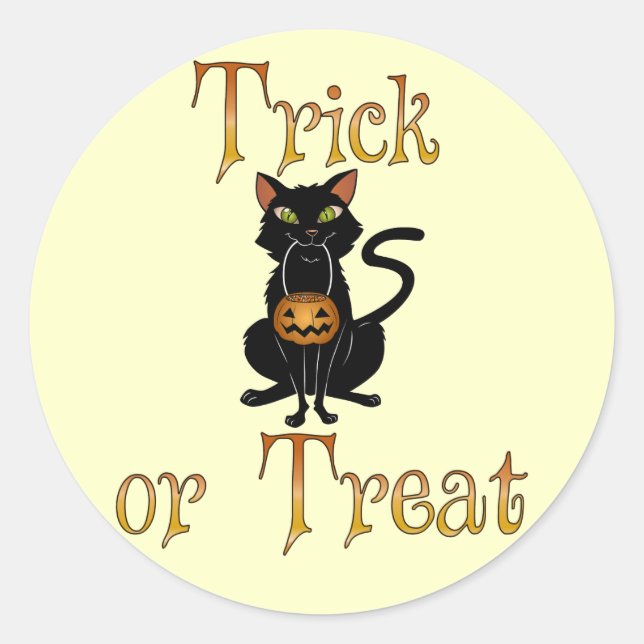 Trick oder Treat Kitty Runder Aufkleber (Vorderseite)