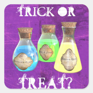 Trick oder Treat Magische Tränke Halloween Sticke Quadratischer Aufkleber