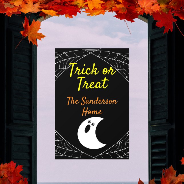 Trick oder Treat Minimalistisch Ghost Halloween Fa Fensteraufkleber (Von Creator hochgeladen)