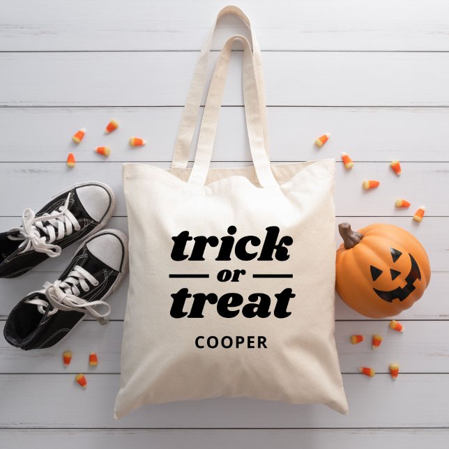 Trick oder Treat Mit Monogramm Halloween Tragetasche (Von Creator hochgeladen)