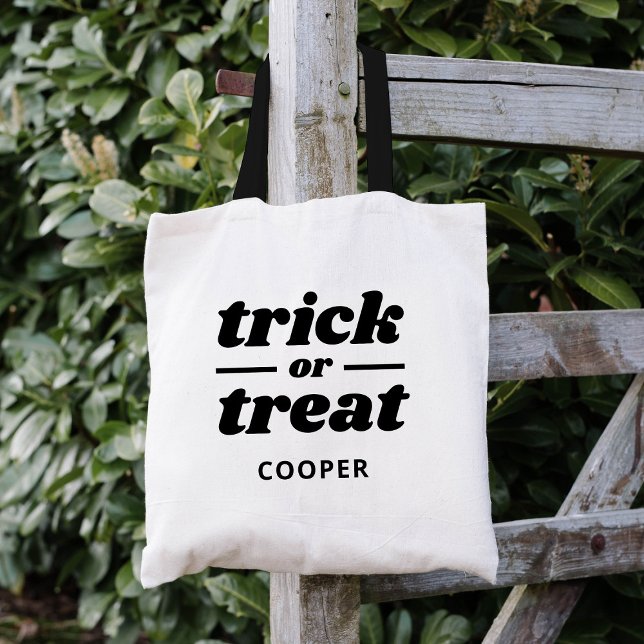 Trick oder Treat Mit Monogramm Halloween Tragetasche (Von Creator hochgeladen)