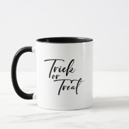 Trick oder Treat Moderne Drehschrift Halloween-Tas Tasse