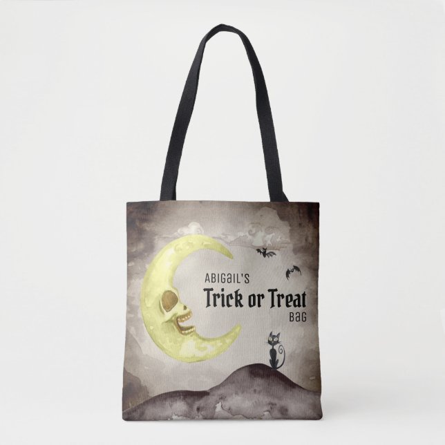 Trick oder Treat (Name hinzufügen) Halloween Spook Tasche (Vorderseite)