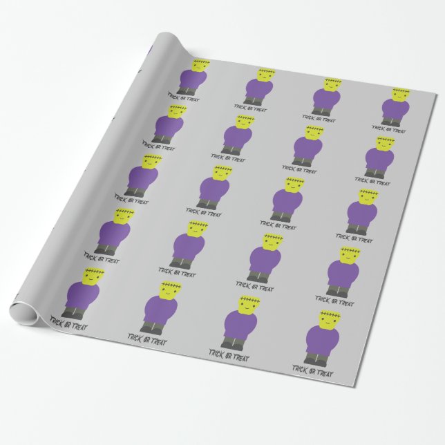 Trick oder Treat - Niedlich Frankenstein Geschenkpapier (Ungerollt)