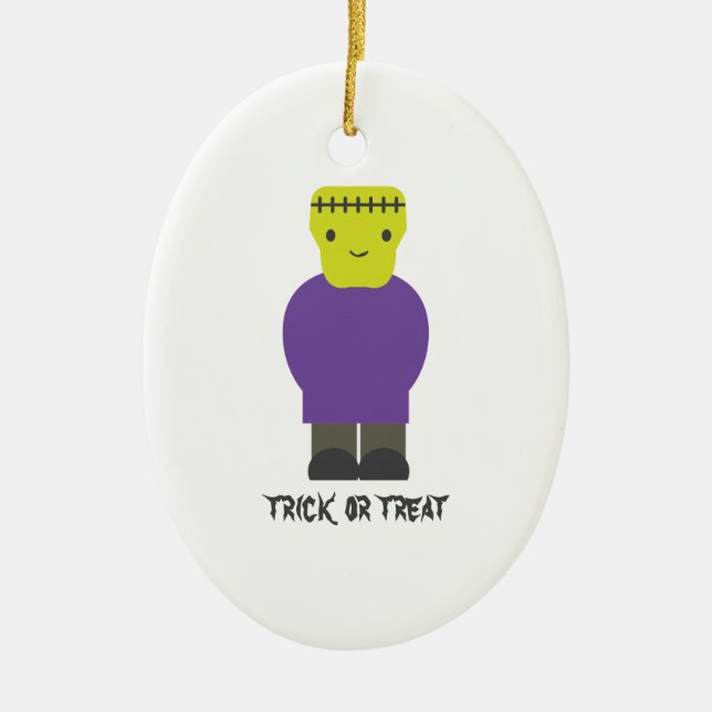 Trick oder Treat - Niedlich Frankenstein Keramikornament (Vorne)