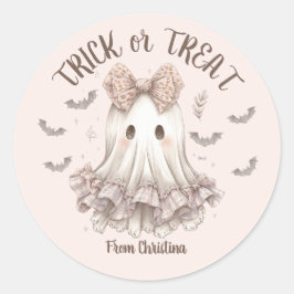 Trick oder Treat Niedlich Ghost Girl Halloween-Par Runder Aufkleber
