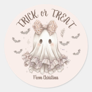 Trick oder Treat Niedlich Ghost Girl Halloween-Par Runder Aufkleber
