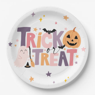 Trick oder Treat Niedliche Halloween-Ballondekor Pappteller