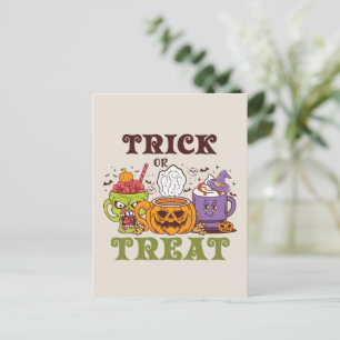 Trick oder Treat - Niedliche Halloween-Kaffeepause Postkarte