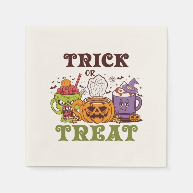 Trick oder Treat - Niedliche Halloween-Kaffeepause Serviette (Vorderseite)