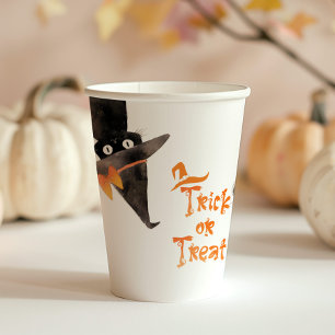 Trick oder Treat Niedliche schwarze Katze Hallowee Pappbecher