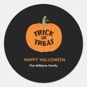 Trick oder Treat Niedlichen Pumpkin Halloween Stic Runder Aufkleber