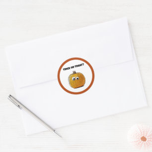 Trick oder Treat Niedlicher Halloween Pumpkin-Cart Runder Aufkleber