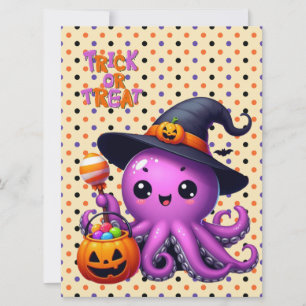 Trick oder Treat Octopus Halloween Feiertagskarte