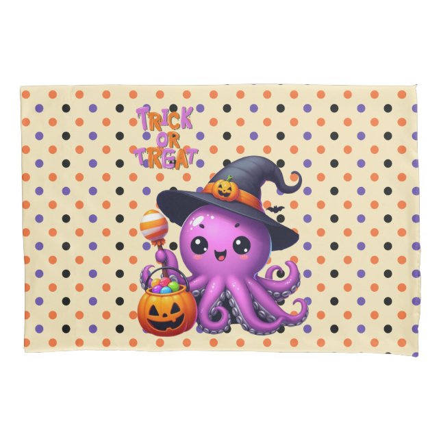 Trick oder Treat Octopus Halloween Kissenbezug (Vorderseite)