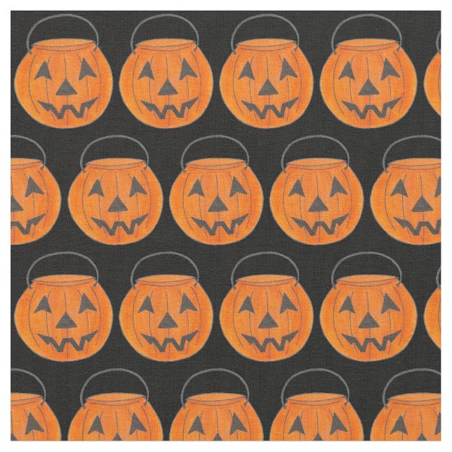 Trick oder Treat Orange Halloween Pumpknöpfe Stoff (Nahaufnahme)