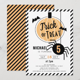 Trick oder Treat Orange Pumpkin Halloween Geburtst Einladung