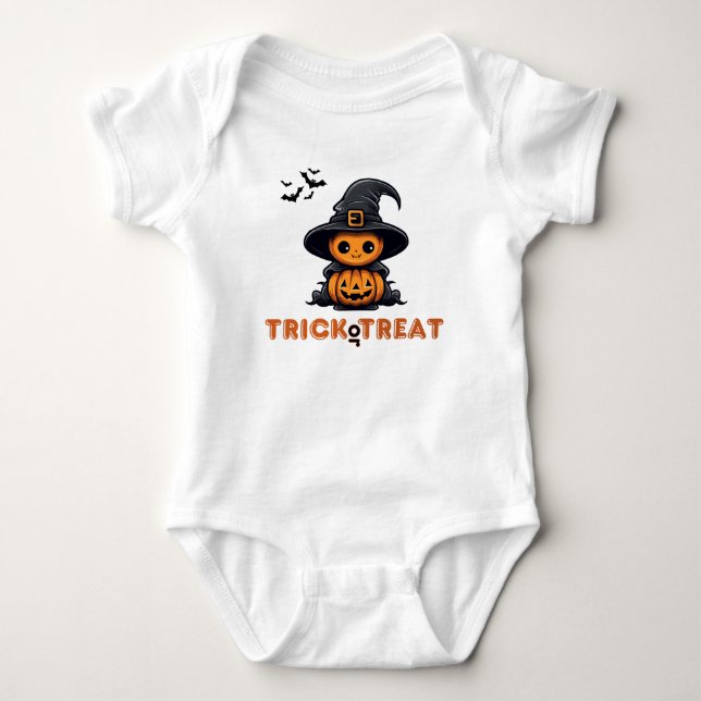 Trick oder Treat Pumpkin Baby Bodysuit Strampler (Vorderseite)