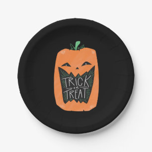 Trick oder Treat Pumpkin-Halloween-Party Pappteller
