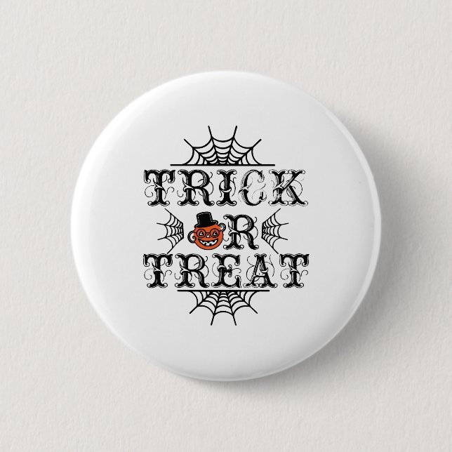 Trick oder Treat Pumpkin Spiders Happy Halloween Button (Vorderseite)
