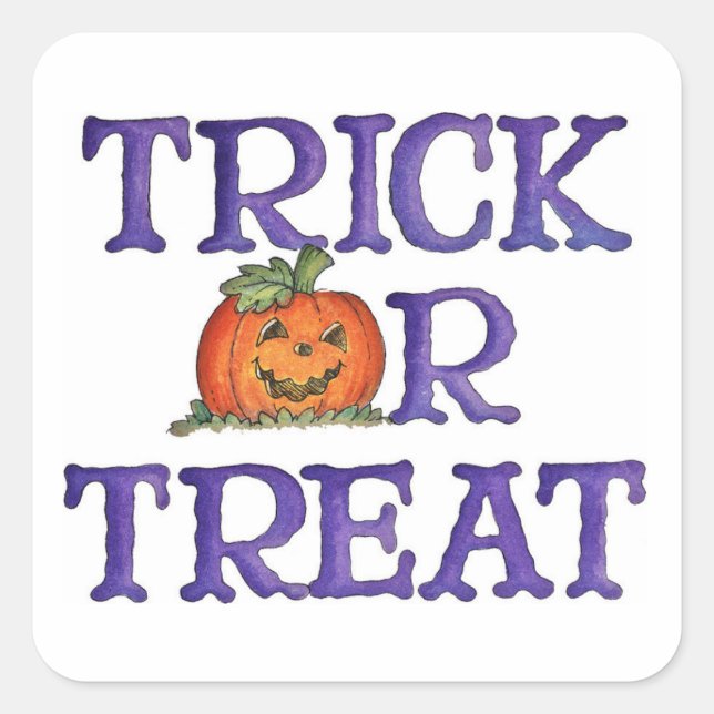 Trick oder Treat Quadratischer Aufkleber (Vorderseite)