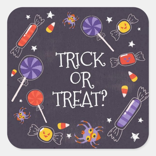 Trick oder Treat Quadratischer Aufkleber (Vorderseite)