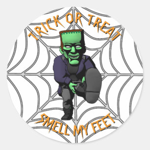 Trick oder Treat Riech meinen Feet-Frankenstein-St Runder Aufkleber