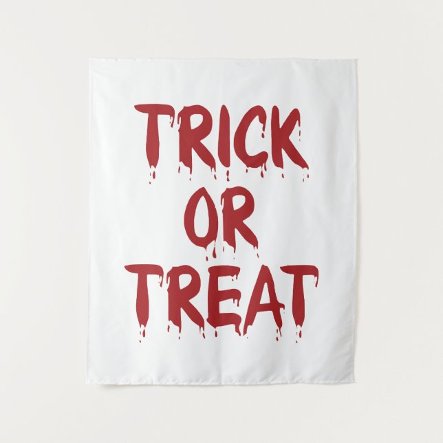 Trick oder Treat roten Bluttext beängstigend Hallo Wandteppich (Vorderseite)
