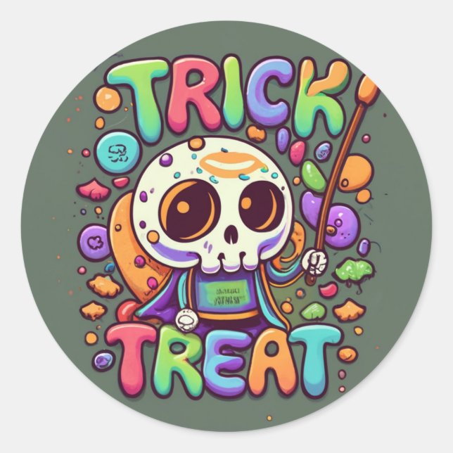 Trick oder Treat Runder Aufkleber (Vorderseite)