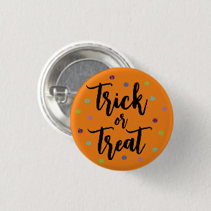 Trick oder Treat Skript farbenfrohe Kürbiskonfetti Button