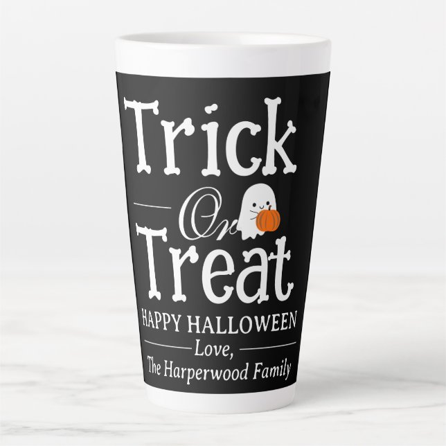 Trick oder Treat Spooky Halloween Familie Milchtasse (Vorderseite)