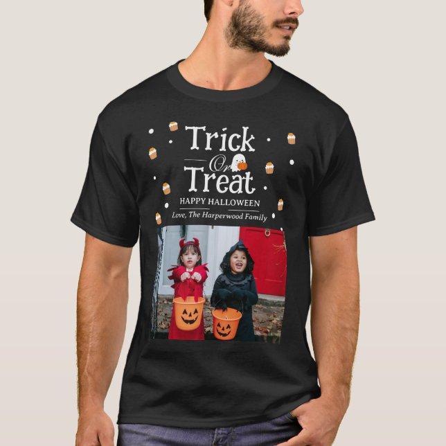 Trick oder Treat Spooky Halloween Foto T-Shirt (Vorderseite)