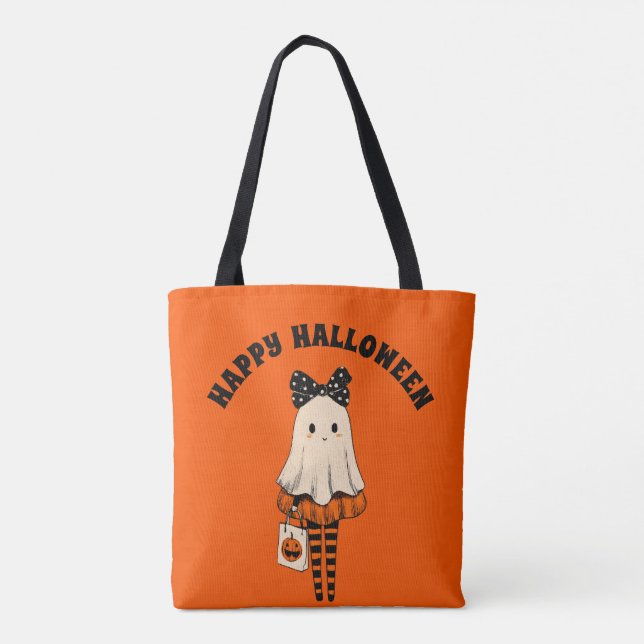 Trick oder Treat Spooky Niedlich Ghost Happy Hallo Tasche (Rückseite)