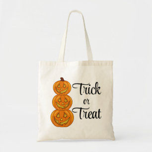 Trick oder Treat Stack von Halloween-Kürbis Tragetasche